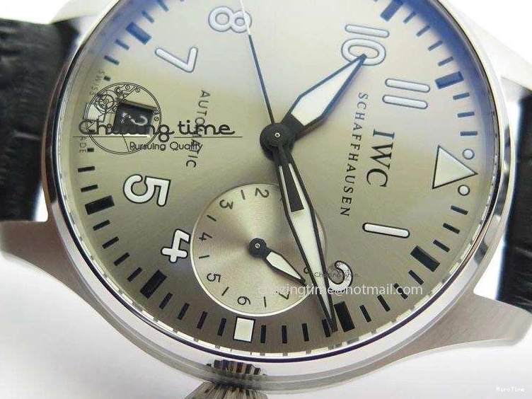 MIROTIME 0318 TimelessDesign Big Pilot Real PR IW500906 ZF 1:1 Best Edition Silver Dial On Black Leather Strap A 7285